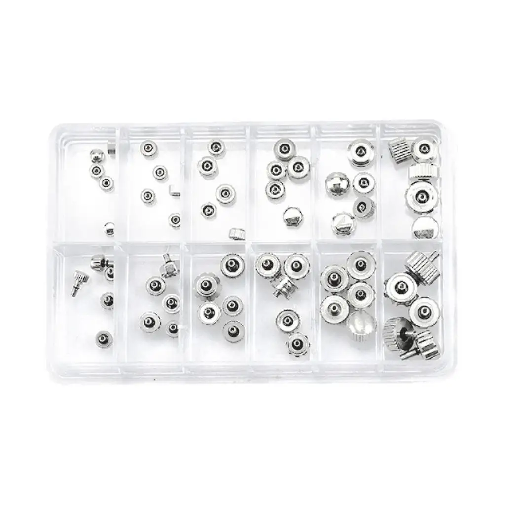 60 Pieces Watch Crown Tubes Silver Mix Sizes Watch Repairing Set for Watch Makers Repair Tool Replacement Watches Repairers