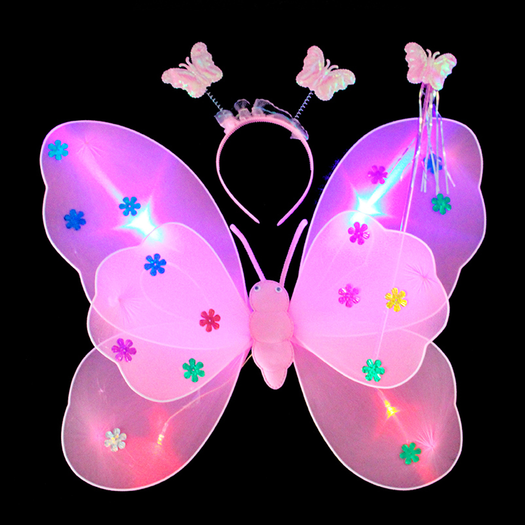 3 X Kid Fairy Butterfly Wand Headband Tutu Skirt Fancy Dress