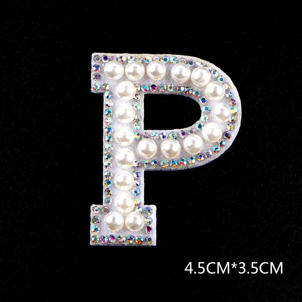 26 brief AB Strass Perle Englisch Alphabet Patch 3D Perlen Aufkleber Mixed Stickerei Patch Für Kleidung Logo Diy Applique – Detail 27