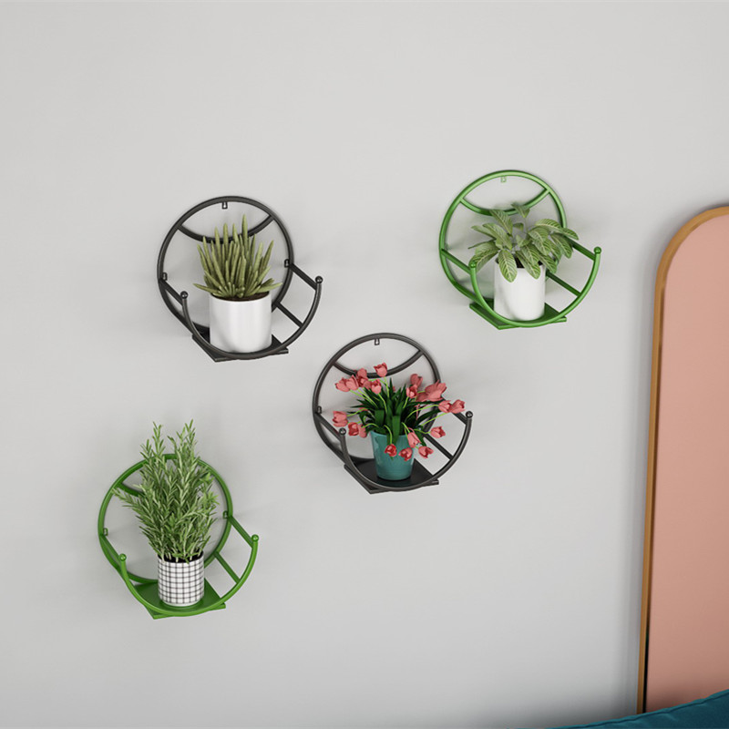 Wall Mount Flower Pot Stand  Perforation-free Balcony Wall-mounted Dining-, Living-, Room Green Radish Decoration Shelf Flower Stands outdoor-, home-, garden-, decoration