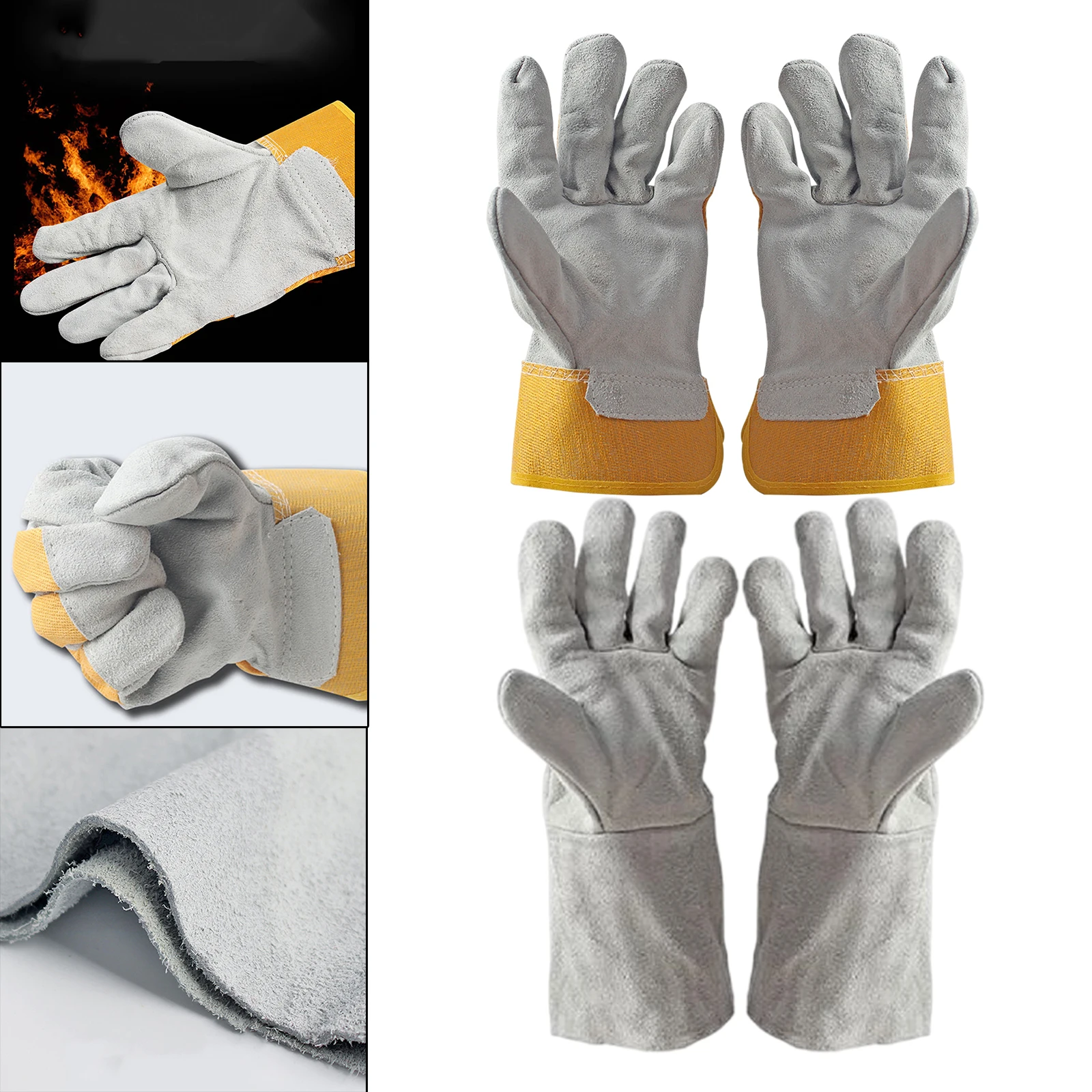 Cowhide Electric Welding Gloves Welding Work Gloves Welding Gloves Wear Resistant Protective Gloves for Stove Fireplace
