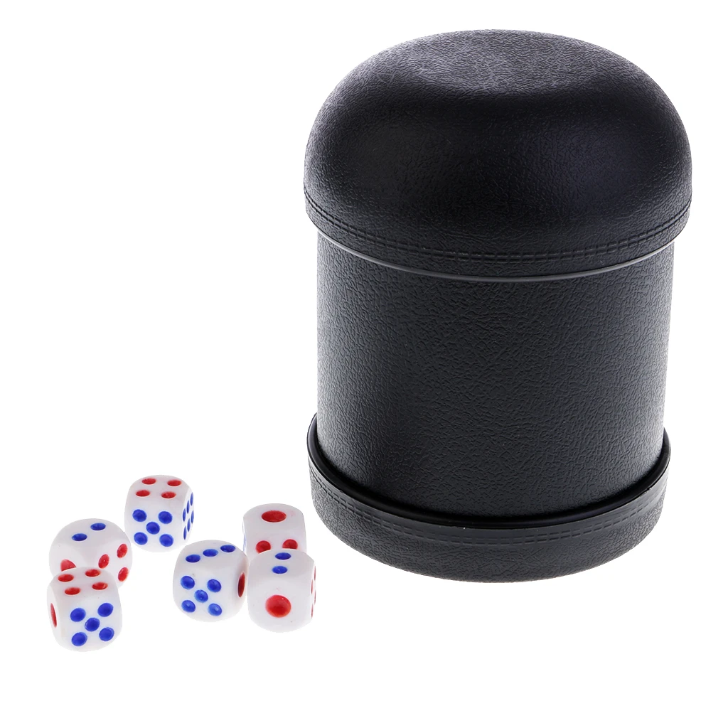 KTV Bar Gambling Casino Poker Game Dices w/ Cup Digital Dices for D&D RPG Black