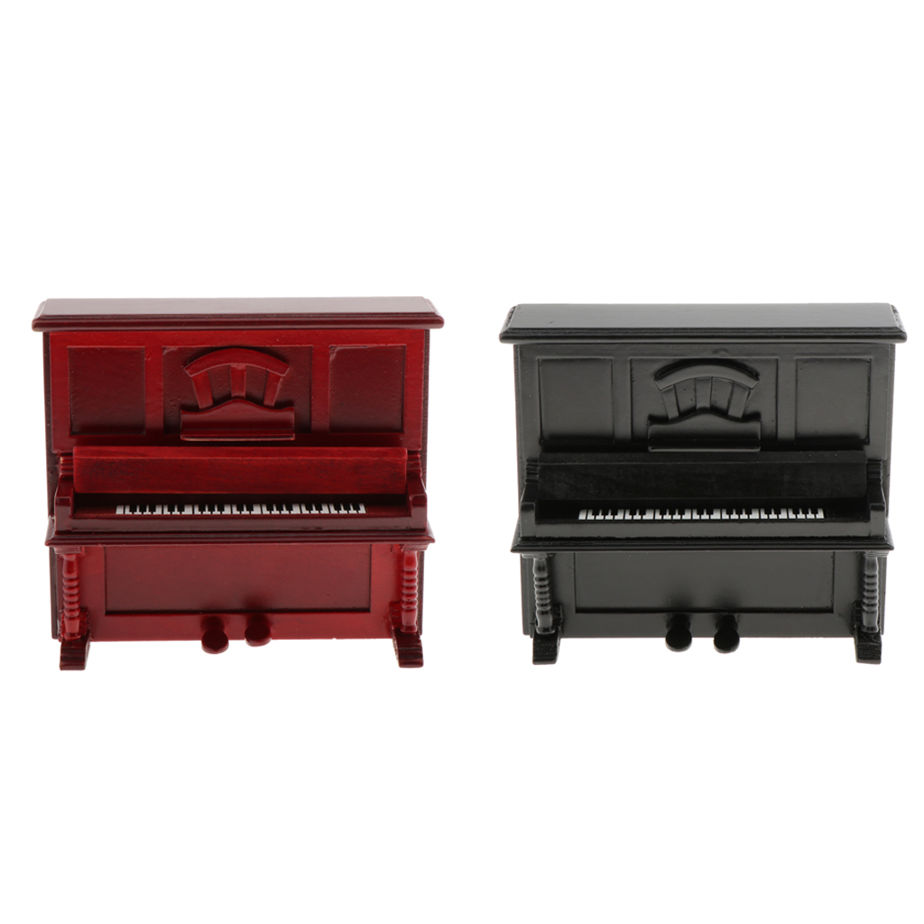 1/12 Dollhouse Mini Upright Piano Play Instrument Ornaments for Music Room