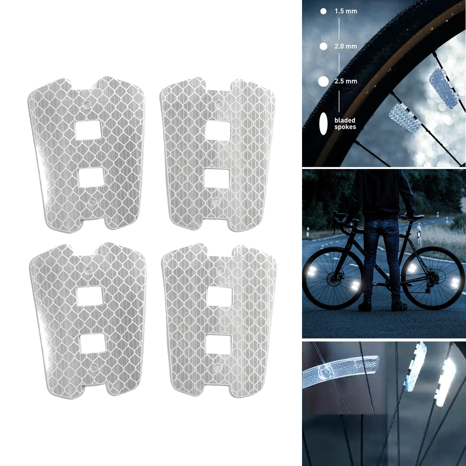 4pcs/set Bicycle Cycling Reflective Strip Sticker for Kids Adult Bike Easy to Install