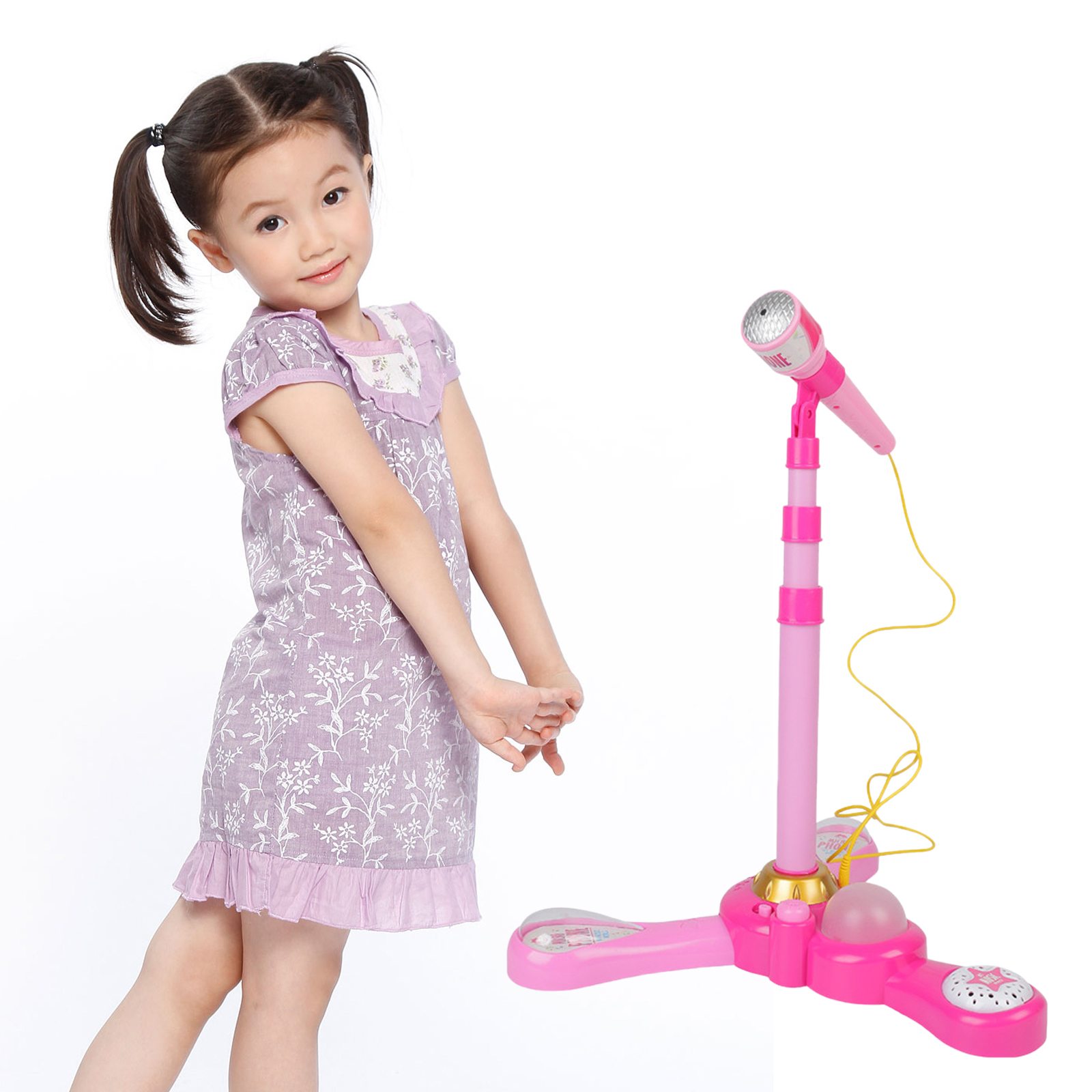 Adjustable Karaoke Machine Toy Microphone Set Singing Musical Portable Educational with Stand Connect to Mobile Phone