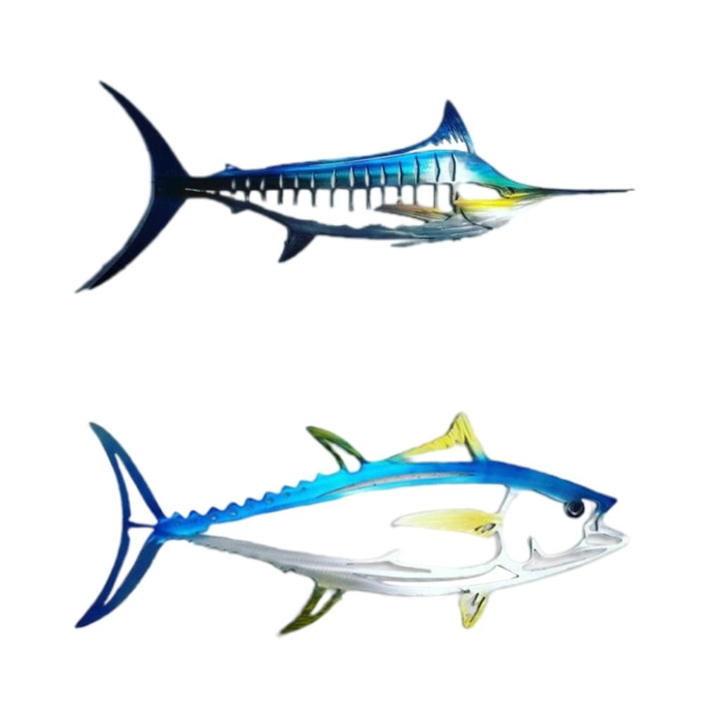 2x Coastal Large Metal Shark Wall Art Decor Outdoor Hanging Wall Sculpture