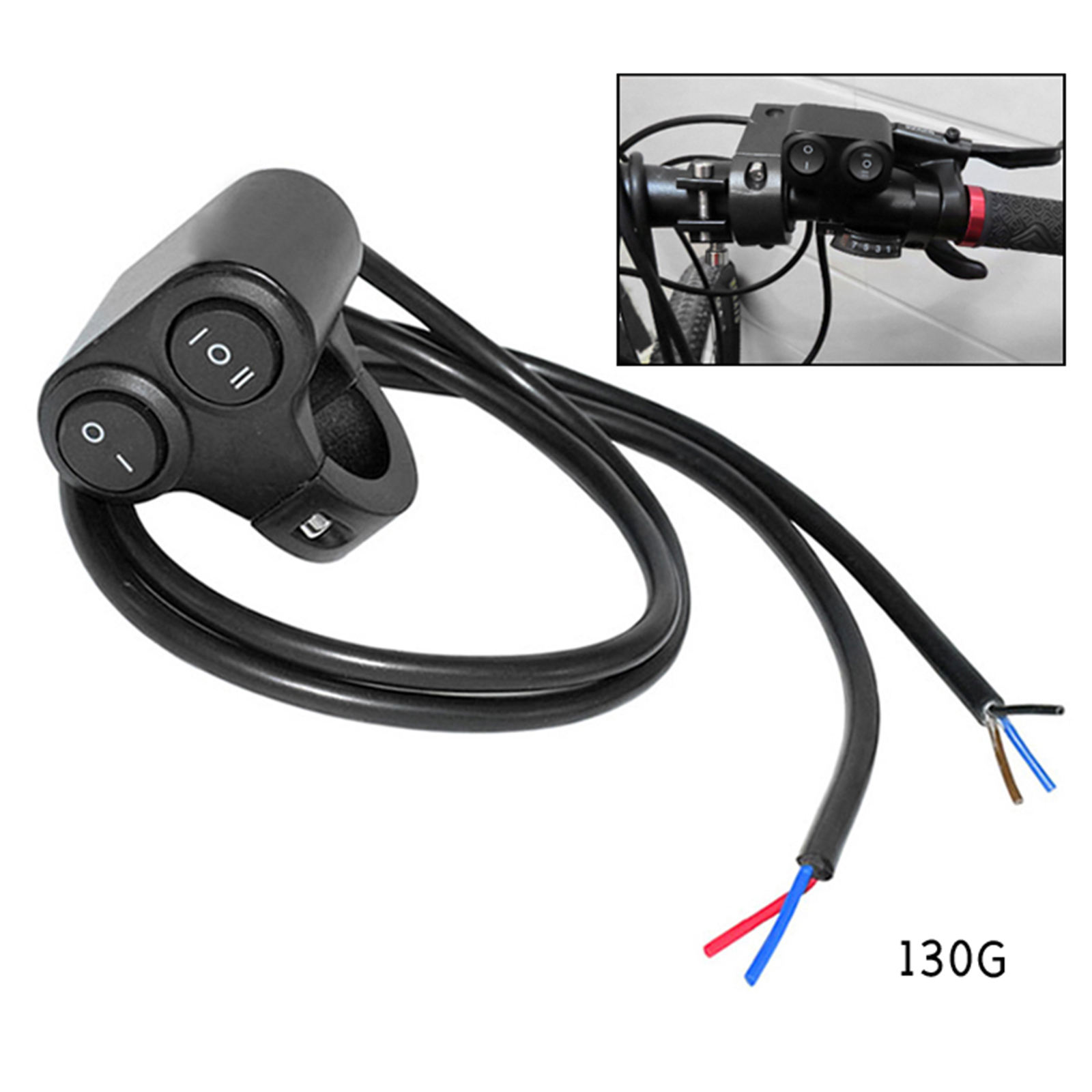 Motorcycle Switch Handlebar Motorbike Horn Turn Signal Headlight Control Buttons, with 2 Wires