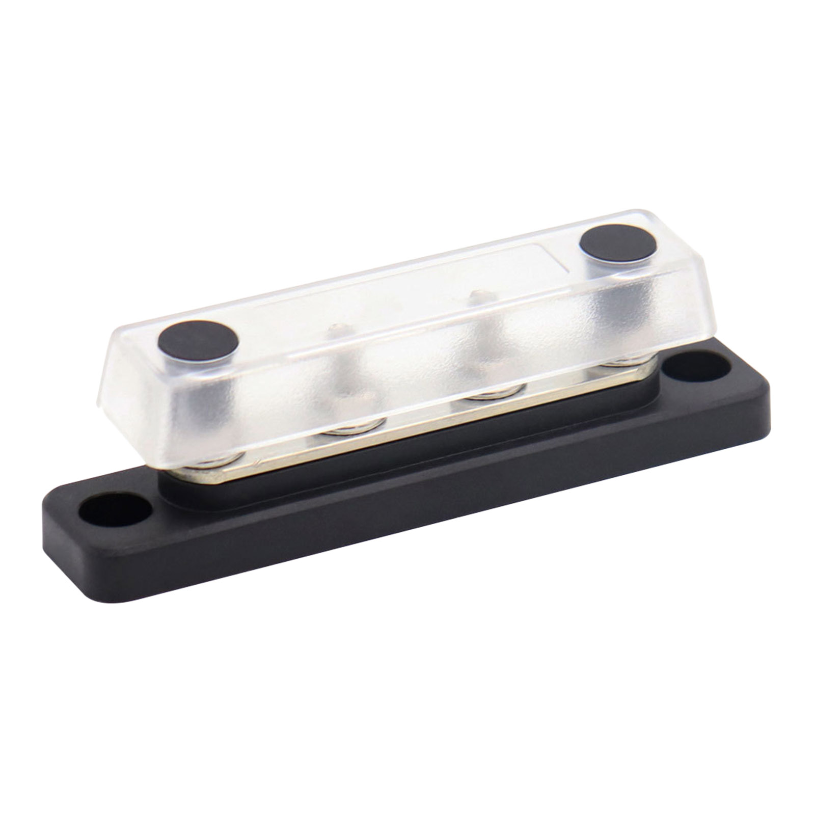Auto Marine 4 Way Bus Bar Power Distribution Block & Cover 100 Amp Black
