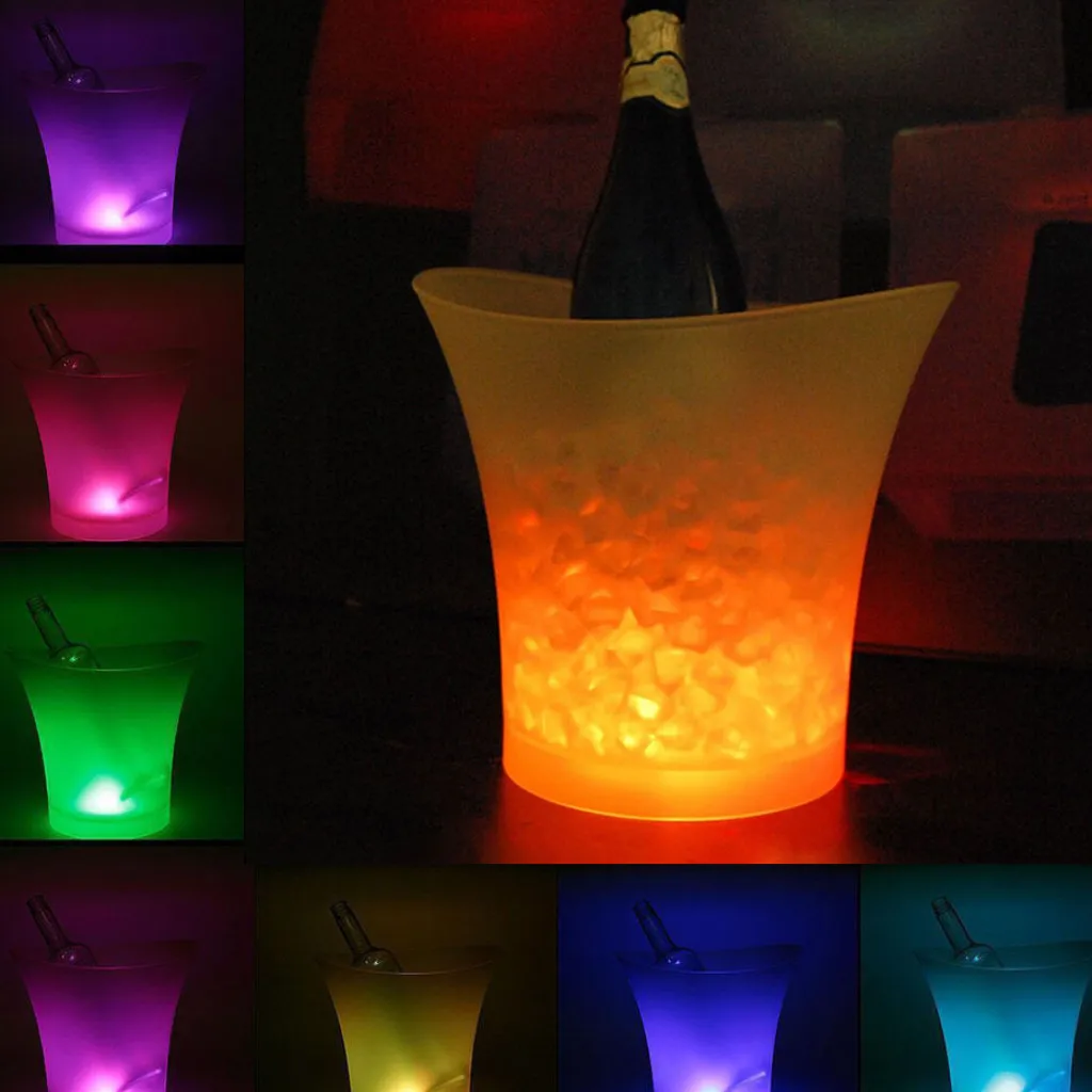 5L 4 Colors LED Ice Bucket Champagne Wine Beer Cooler Night Party KTV Clubs Freeze Container Nightclub Ice Bag