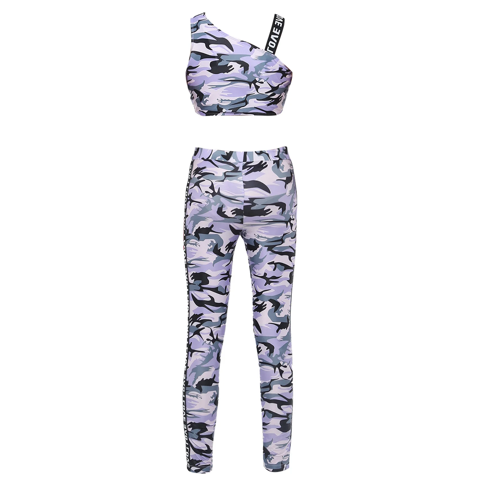 TTAO Kids Girls Camouflage Crop Tops with Athletic Leggings Yoga Sports Workout Gymnastics Tracksuit 