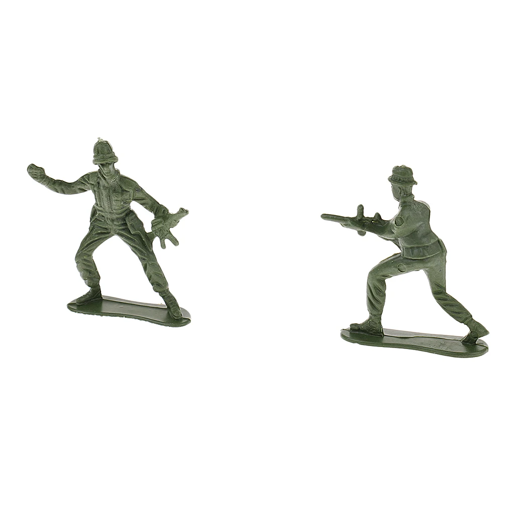 100pcs Plastic WWII Soldiers Action Figures 5cm Army Men Playset -Army Green