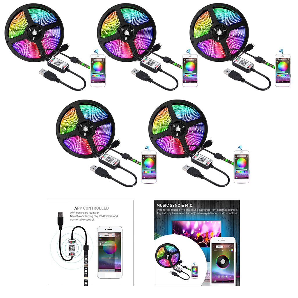 LED Strip Lights TV Backlight 1/2/3/4/5M RGB USB Powered Colored Cing