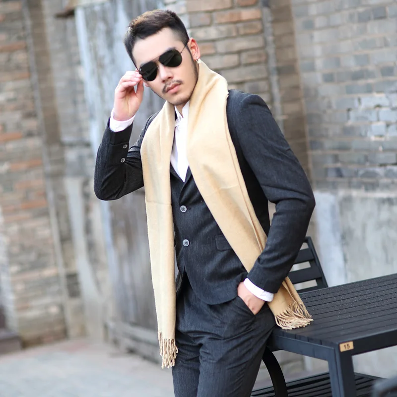 man scarf New Artificial Cashmere Scarf Men's Winter Warm Pashmina Shawl Luxury Plain Neck Scarves Outdoor Windproof Birthday Gift For Man head wraps for men