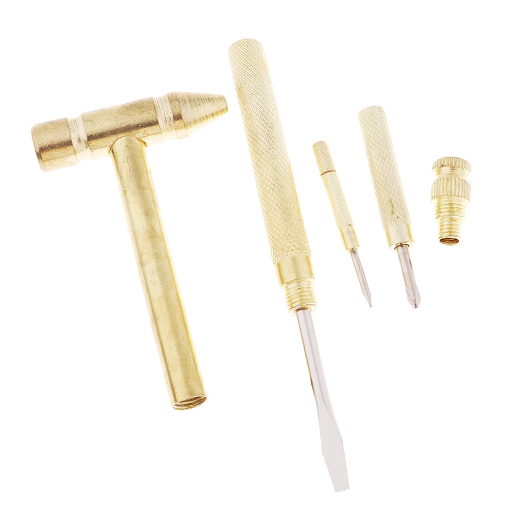 Small Full Metal Brass Hammer Portable Multi Tool - 3Pcs Screwdriver Inside