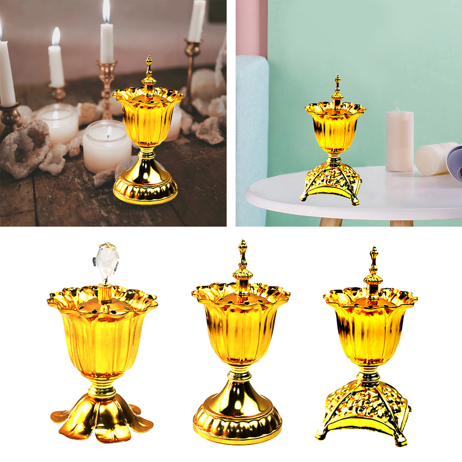 Incense Burner Decoration Flower Shape Censer Holder for Office Tea House Bedroom Buddhism Housewarming