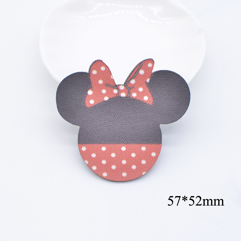 10 Stücke PU Leder Mädchen Fliege Maus Kopf Sonnenblumen Applikationen für DIY Kleidung Hut Nähen Patches Kopfbedeckung Haarspangen Bogen Dekor – Detail 4