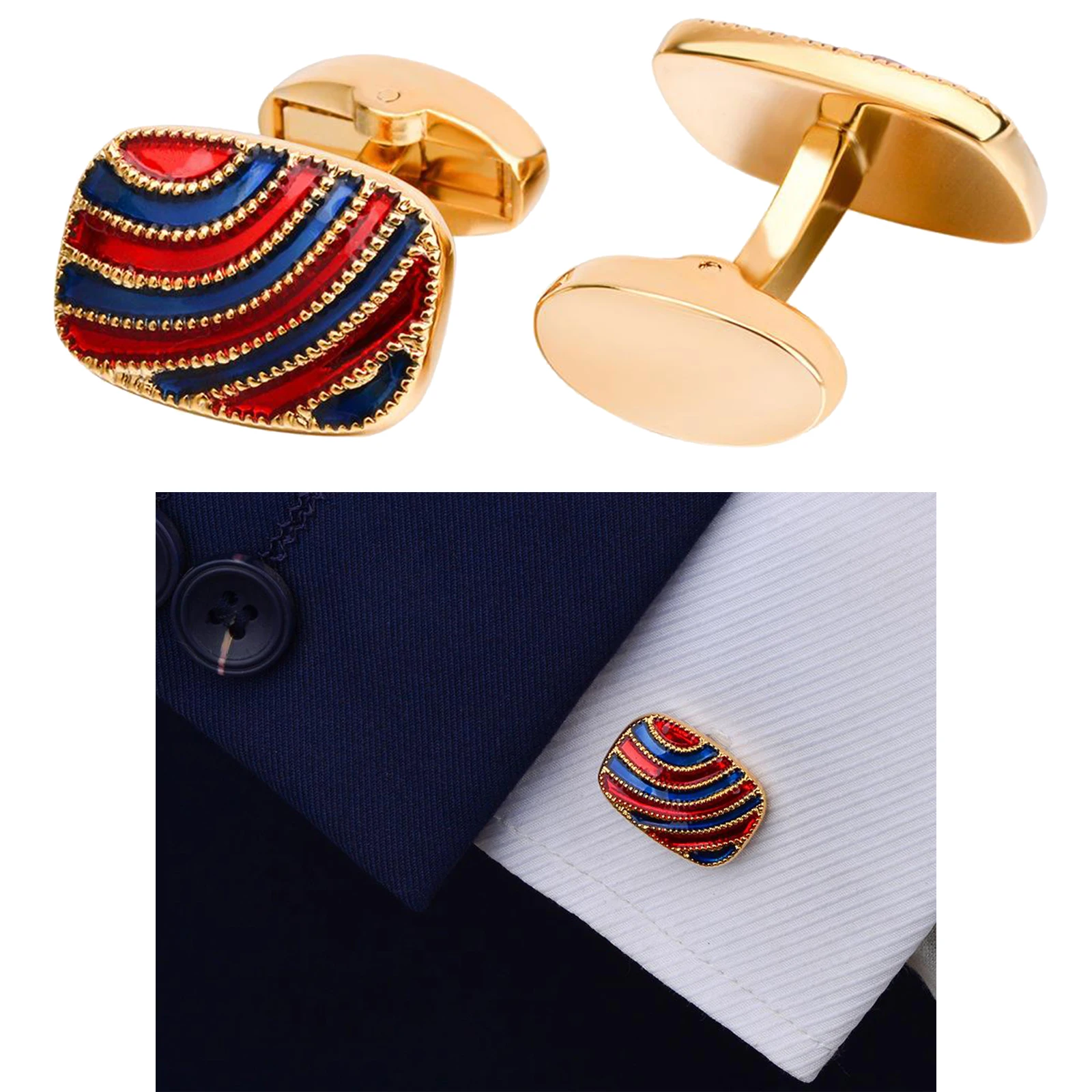 2 Packs Cuff Links Cuff Men's Shirts Jewelry Gift for Suits Uniform Jacket