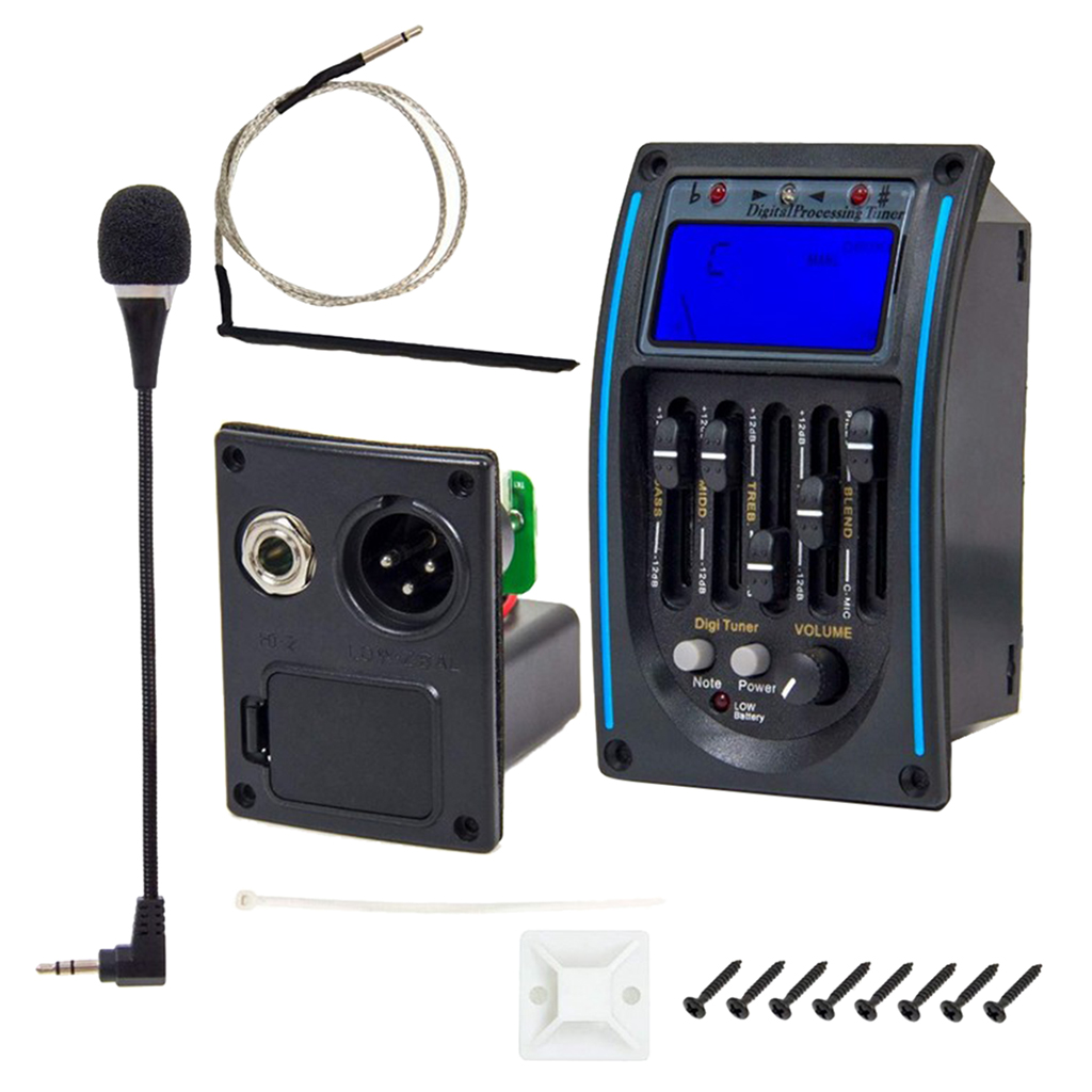 Equalizer Acoustic Guitar Pickup Preamp System W/ LCD Screen & Microphone