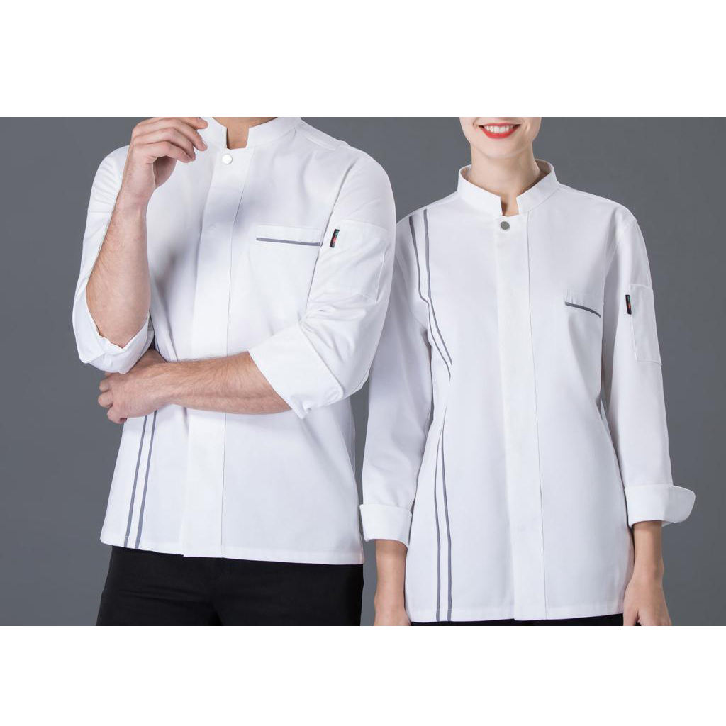 Unisex Chef Jacket Long Sleeve Coat Uniforms Hotels Restaurant Work Apparel