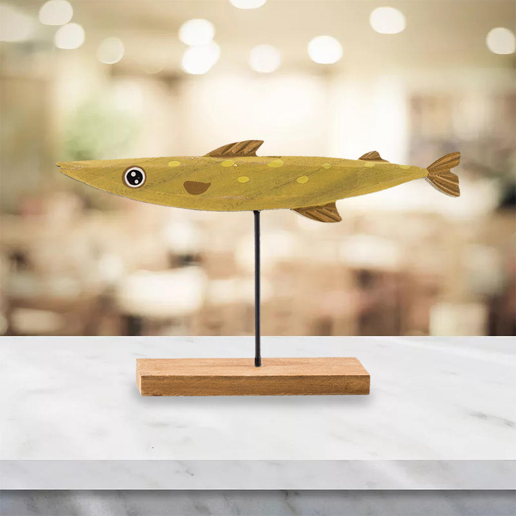 Nordic Christmas Fish Ornament Decor Cartoon Christmas Ornament Wooden Fish Desktop Home Living Room Adornment Decoration Gift