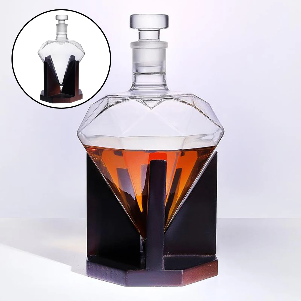 850ml Heart Shape Crystal Diamond  Decanter Vodka Bourbon Wine Pourer Whisky Dispenser Bar Home Decoration