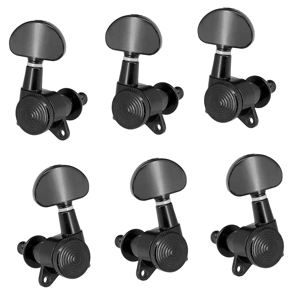 Sealed Closed Design 3R3L Black Half-Round Folk Guitar Tuner Machine Heads Parts