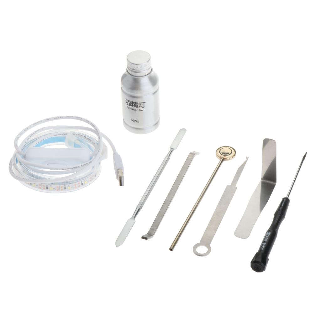 8 In 1 Sax Repair Kit Spring Hook Saxophone Flute Maintenance Tool Set w/ LED Leak Detection Light