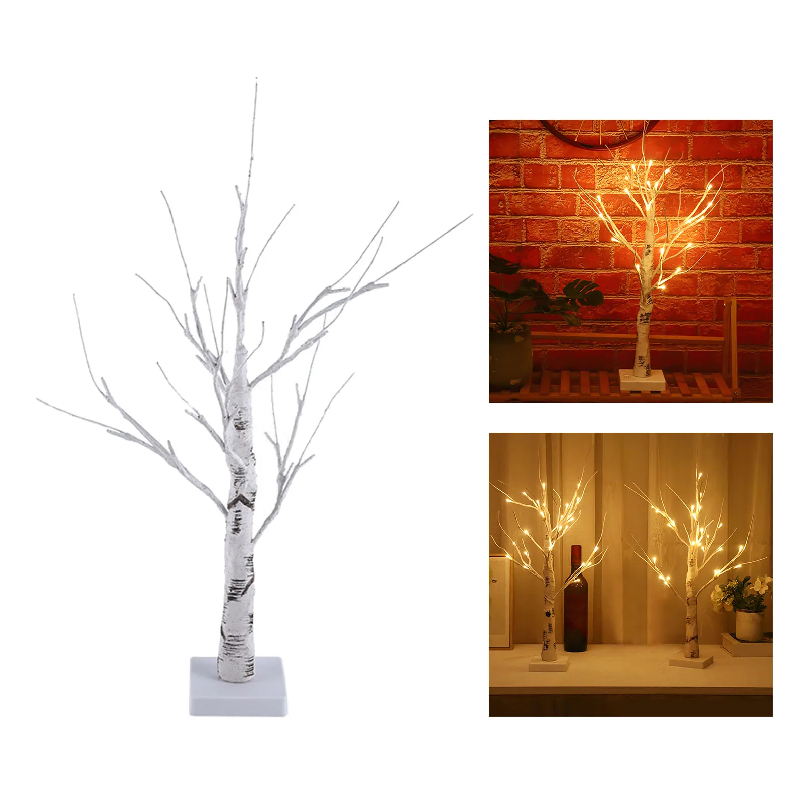 24 LED Birch Tree Light Artificial Branches Tree Lamp for Home Holiday Festival Party Tabletop Indoor Centerpiece Decoration