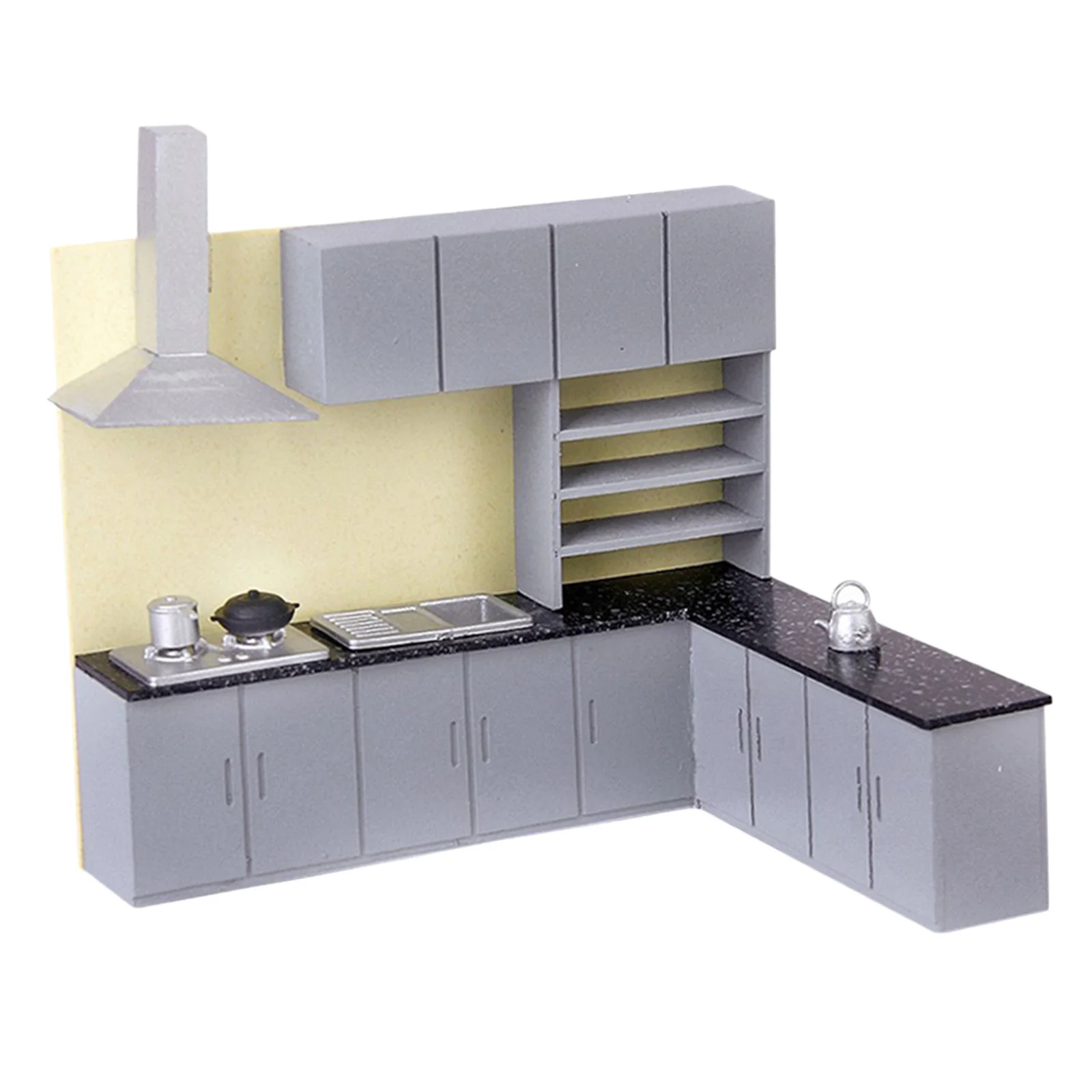 Dollhouse Kitchen Dining Room Furniture Decor - 1/25 Scale Miniature Kitchen Cabinet Cupboard Model Set