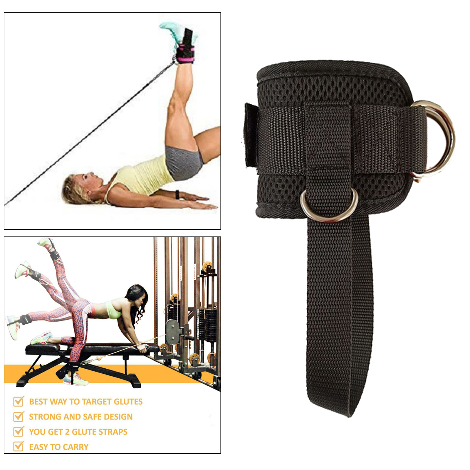 Cable Attachment Gym Ankle Straps Weight Lifting D-Ring Leg Pulley Machine