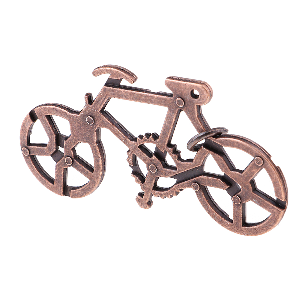 Brain Teaser Metal Puzzle Magic IQ Test Mind Adults Kids Toy Funny - Bike 11x5.2cm