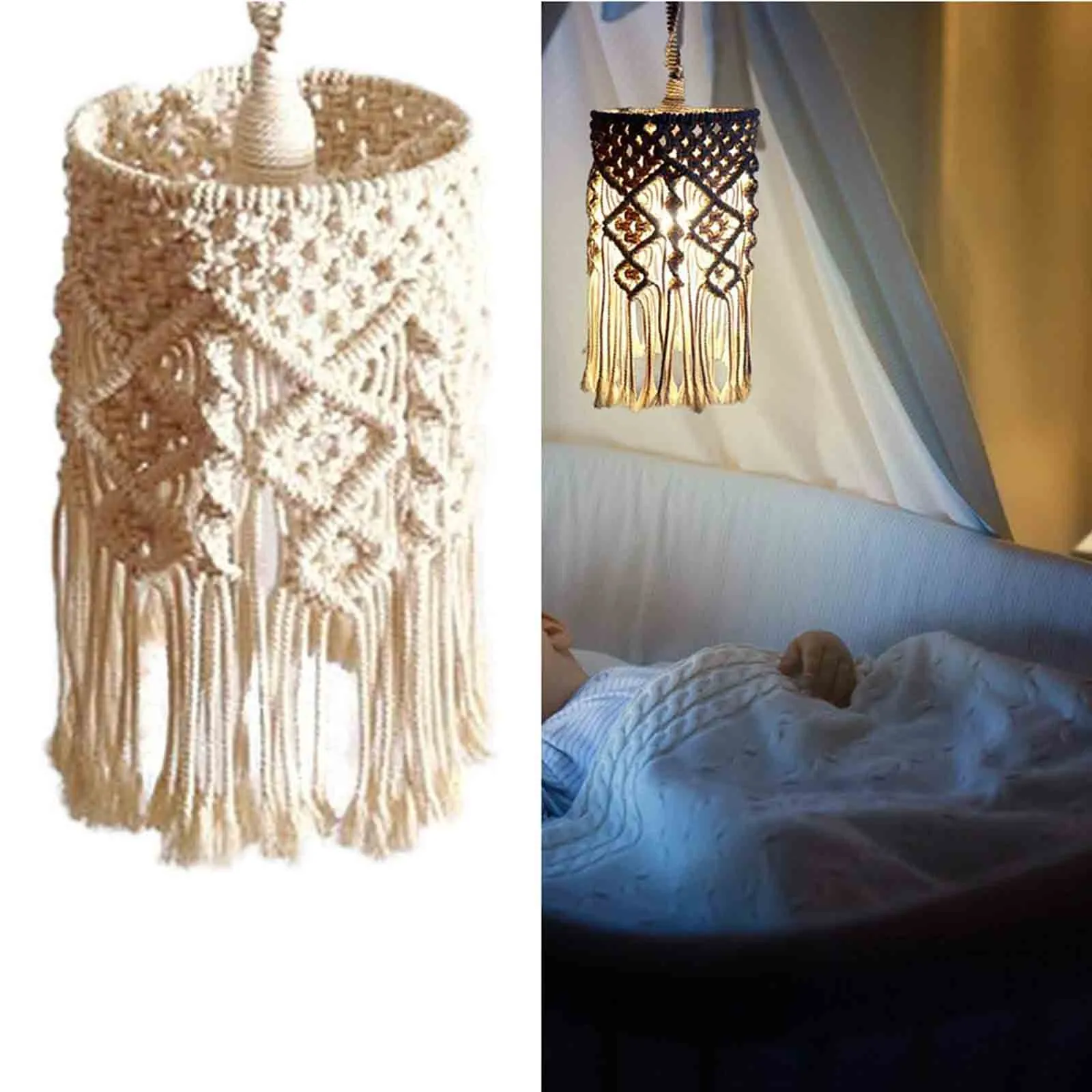 Hand Woven Living Room Ceiling Lamp Shade Bohemian Tassel Bedroom & Y1e8 for sale online 