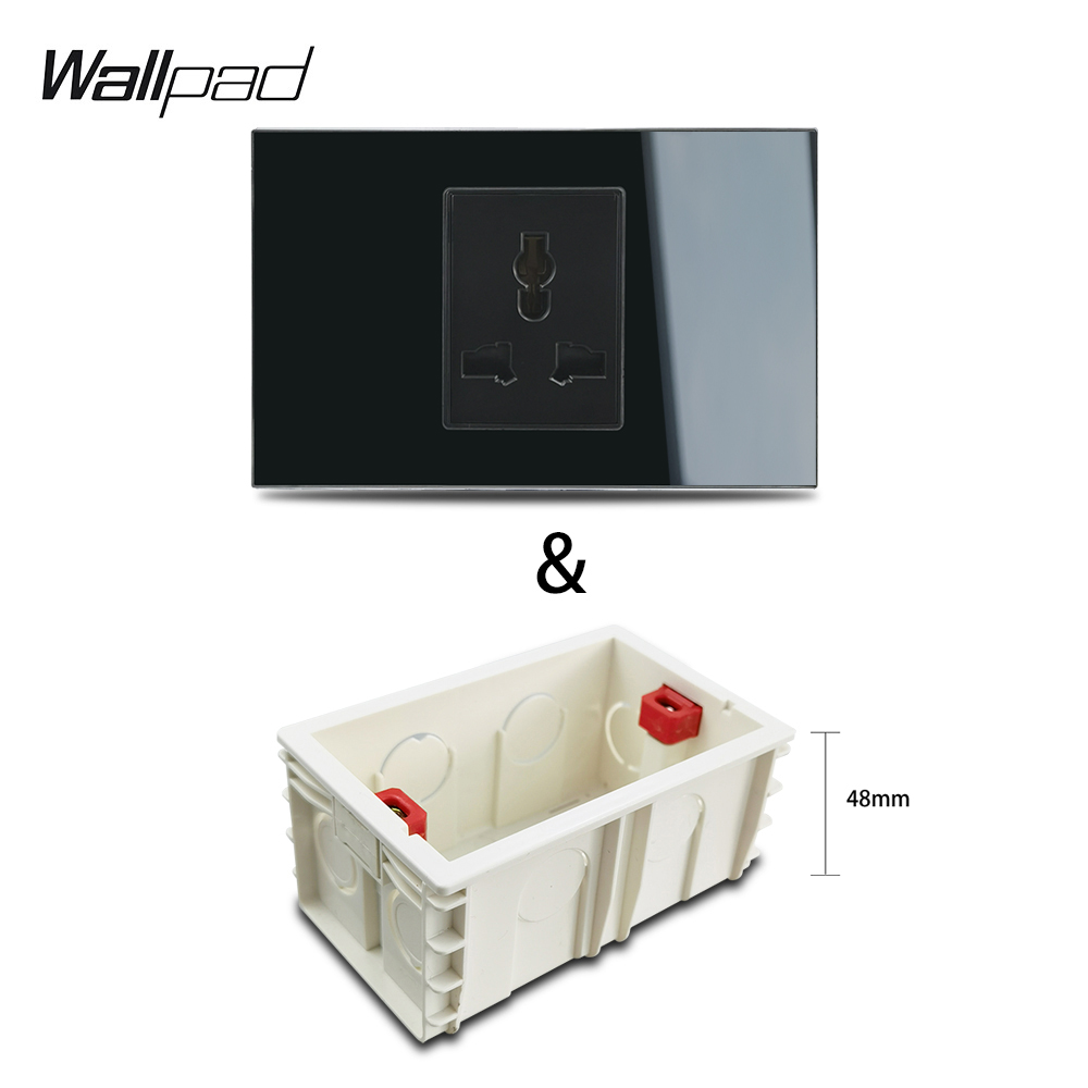 118*75mm Schwarz Universal Buchse Wallpad L3 Gehärtetem Glas Panel Multifunktions EU AU UNS China Stecker Ladegerät Platten kind Sicher – Detail 6