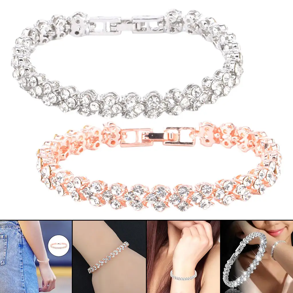 Cubic Classic Tennis Bracelet Adjustable for Engagement Party Dance Kids Women Girls