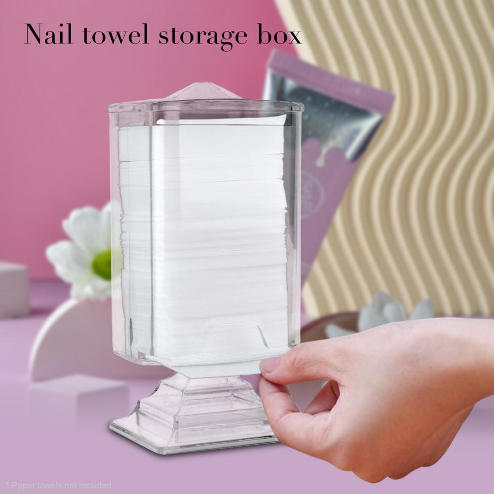 Description Picture 2 of itemNail Towel Storage Box Transparent Simplicity Makeup Cotton Pad Holder Plastic Dressing Table Cotton Case Dispenser for Bedroom