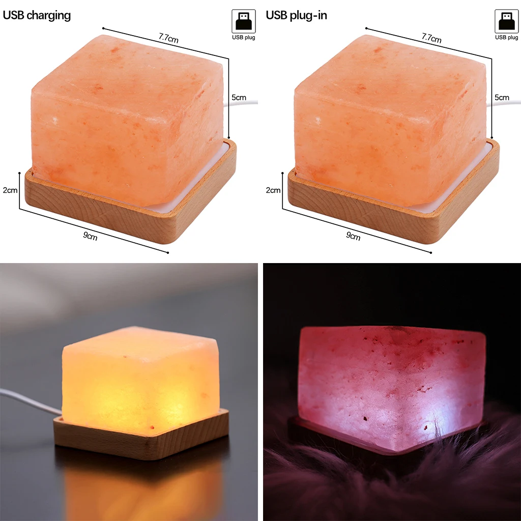 USB Himalayas Salt Crystal Rock Lamp for Health Small Mineral Negative Lonic Stone Salt Night Light for Bedroom