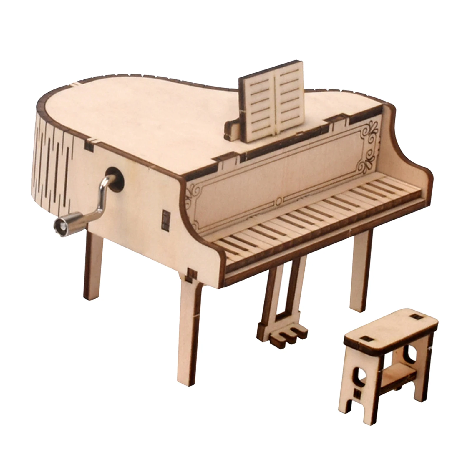 3D Jigsaw Puzzle Wooden Piano Model with Music Box DIY Construction Kit for Kids Adults