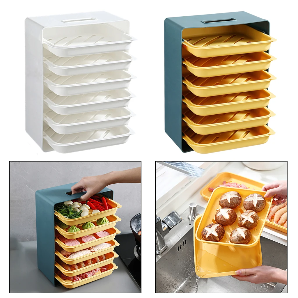 6-layer Kitchen Food Preparation Tray Plastic Food Preservation Tray Rack Durable