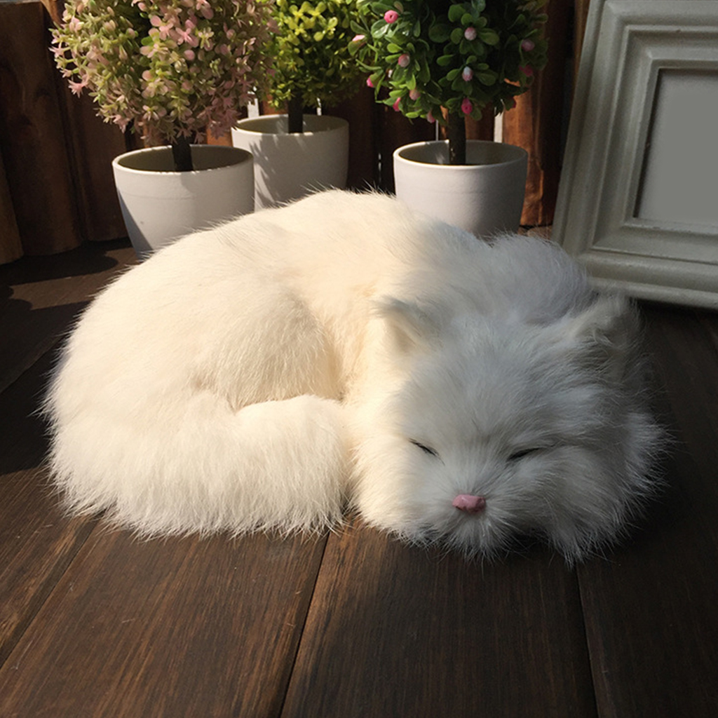Realistic Sleeping Cat Cute Plush Simulation Figurine Companion Toy for Kids