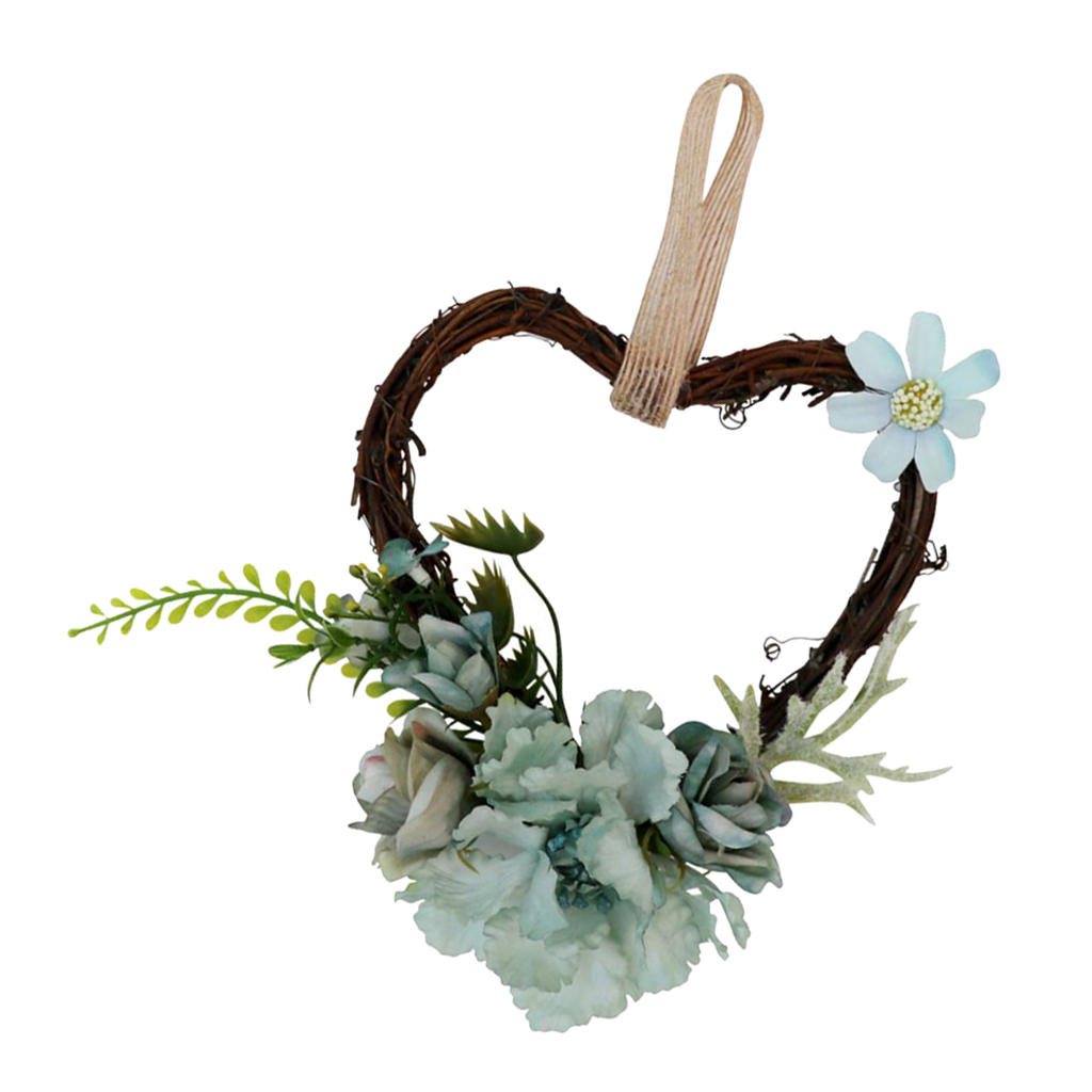 Shabby Chic Heart Rattan Artificial Simulation Rose Flower Home Door Lintel Chair Wall Decoration Wedding Party Supplier