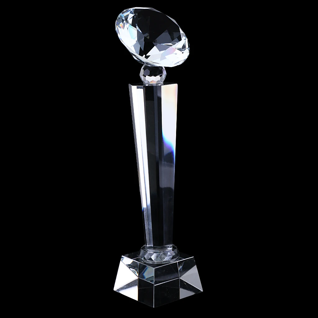 Crystal Quartz 29cm Diamond Tops Trophy Award for Soprts Competition Winner