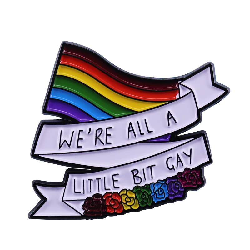 Gay Pride Pin Enamel Brooch Metal Badge Lapel Activism Support We All Gay Bruh 
