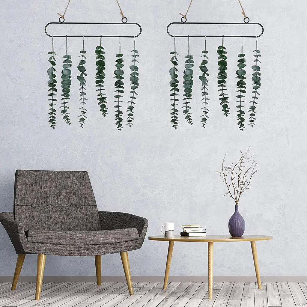 37CM Artificial Eucalyptus Vine Plastic Faux Plants for Home Garden Decoration Wall Hanging Green Plant Fake Plant Decor