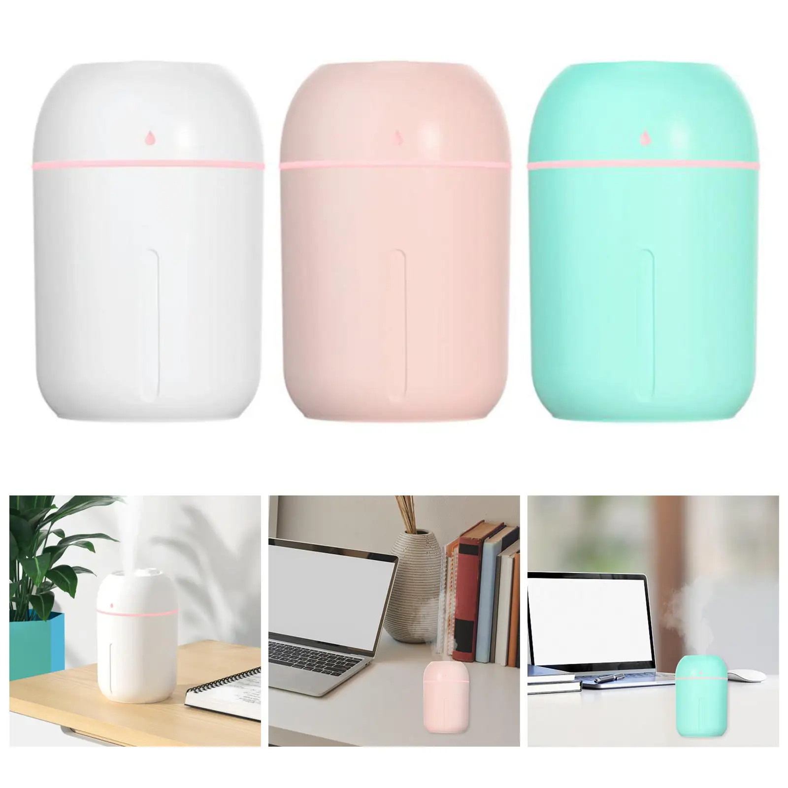 Portable 330ml Air Humidifier Aromatherapy Purifier Essential Oil Diffuser for Bedroom Baby Room Home Office Nightstand