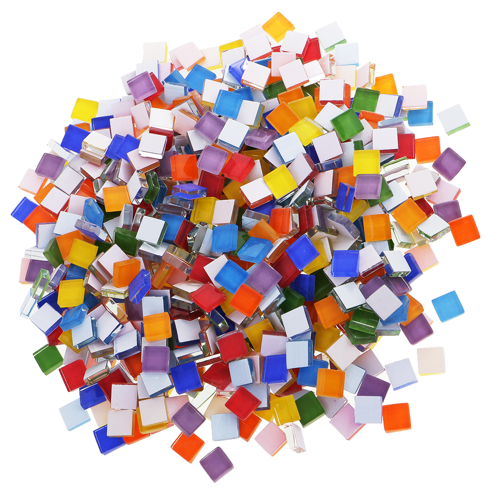 390 Piece Multicolor Square Vitreous Glass Mosaic Tiles Tessera for DIY Crafts 10x10mm