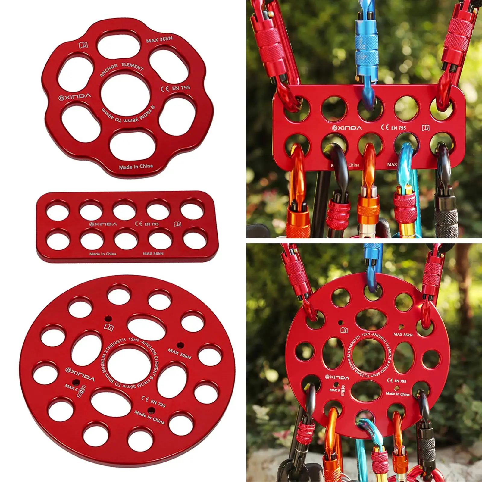 Holes Climbing Rigging Plate Aluminium Alloy Paw Rigging Plate 36kN Anchor Divider Plate Outdoor Anchor Point Connector Gear