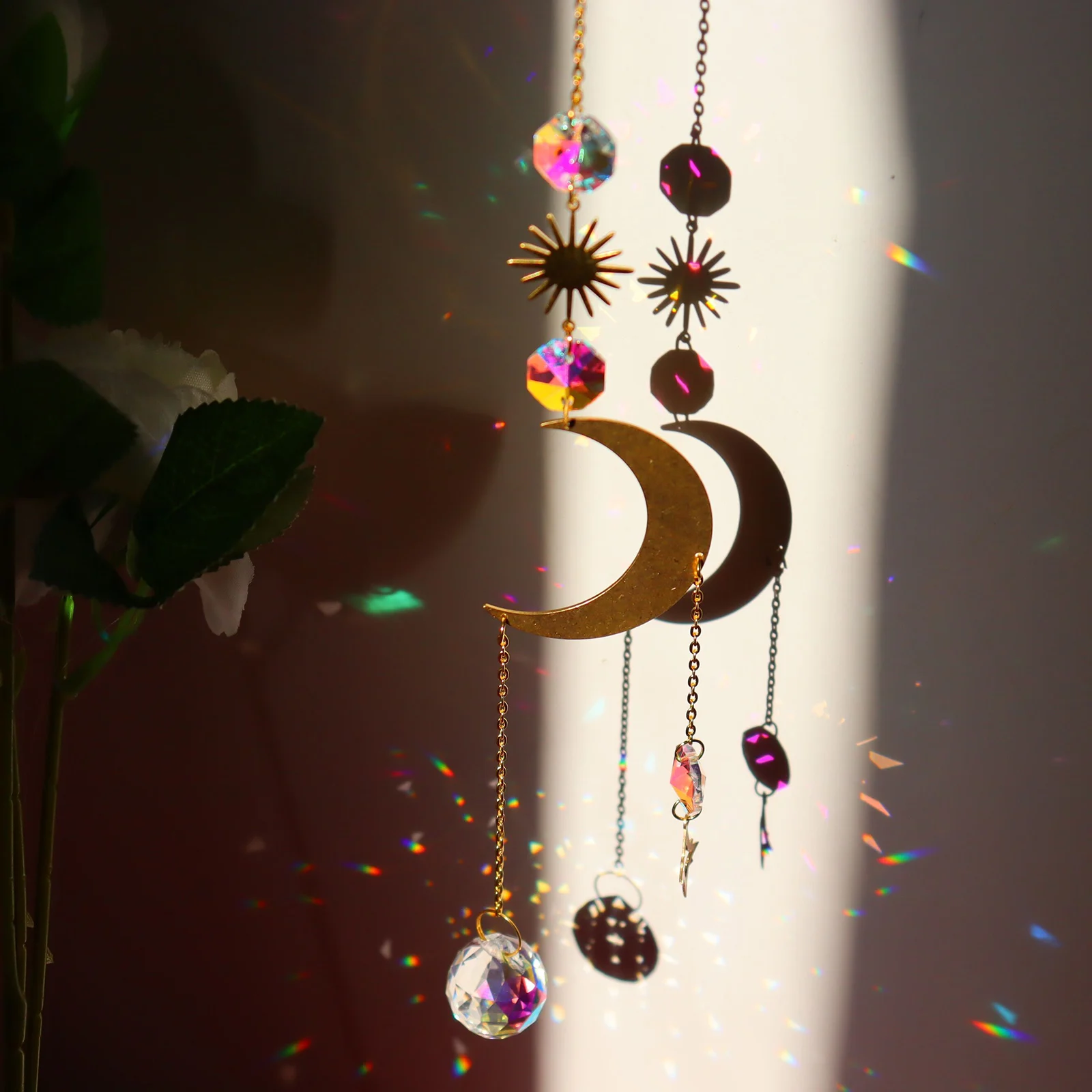 Crystal  Chandelier Window ing Decor Decoration Moon Star Sun  Ornament
