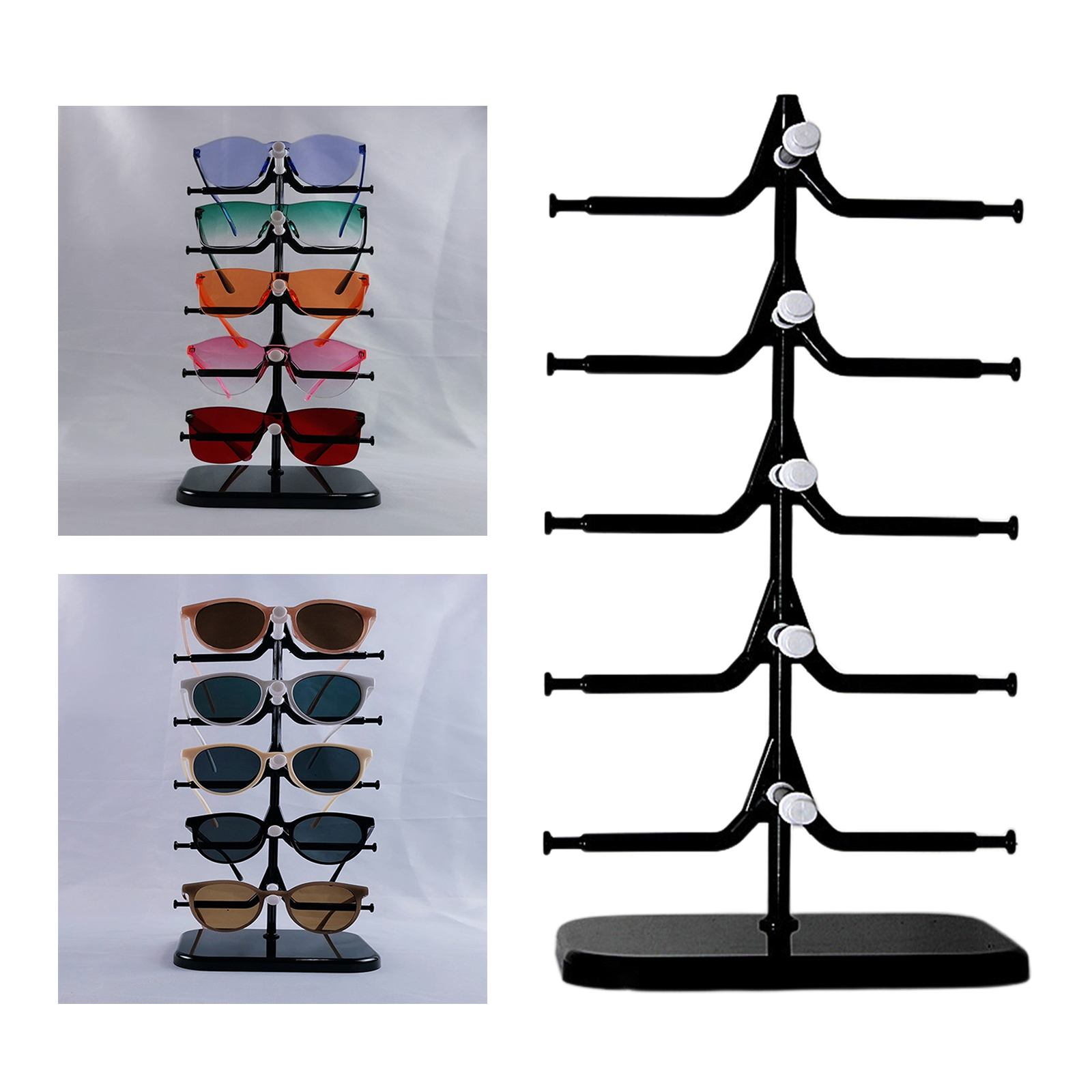 Sunglasses Eyeglasses Display Stands Shelf Glasses Display Show Stand Holder Rack for 5 Pairs Glasses