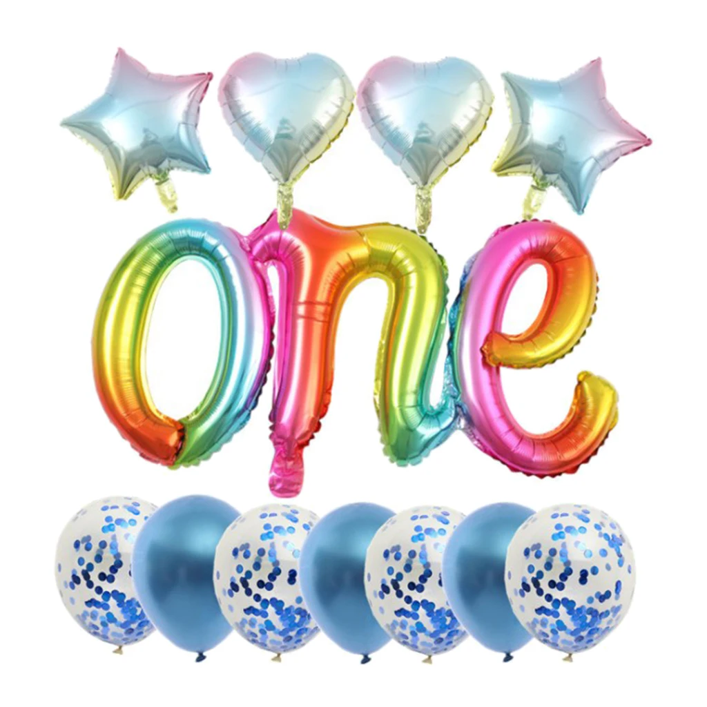 Cute One Anniversary Balloons Babies 1st Birthday Party Decor Ornaments Kit