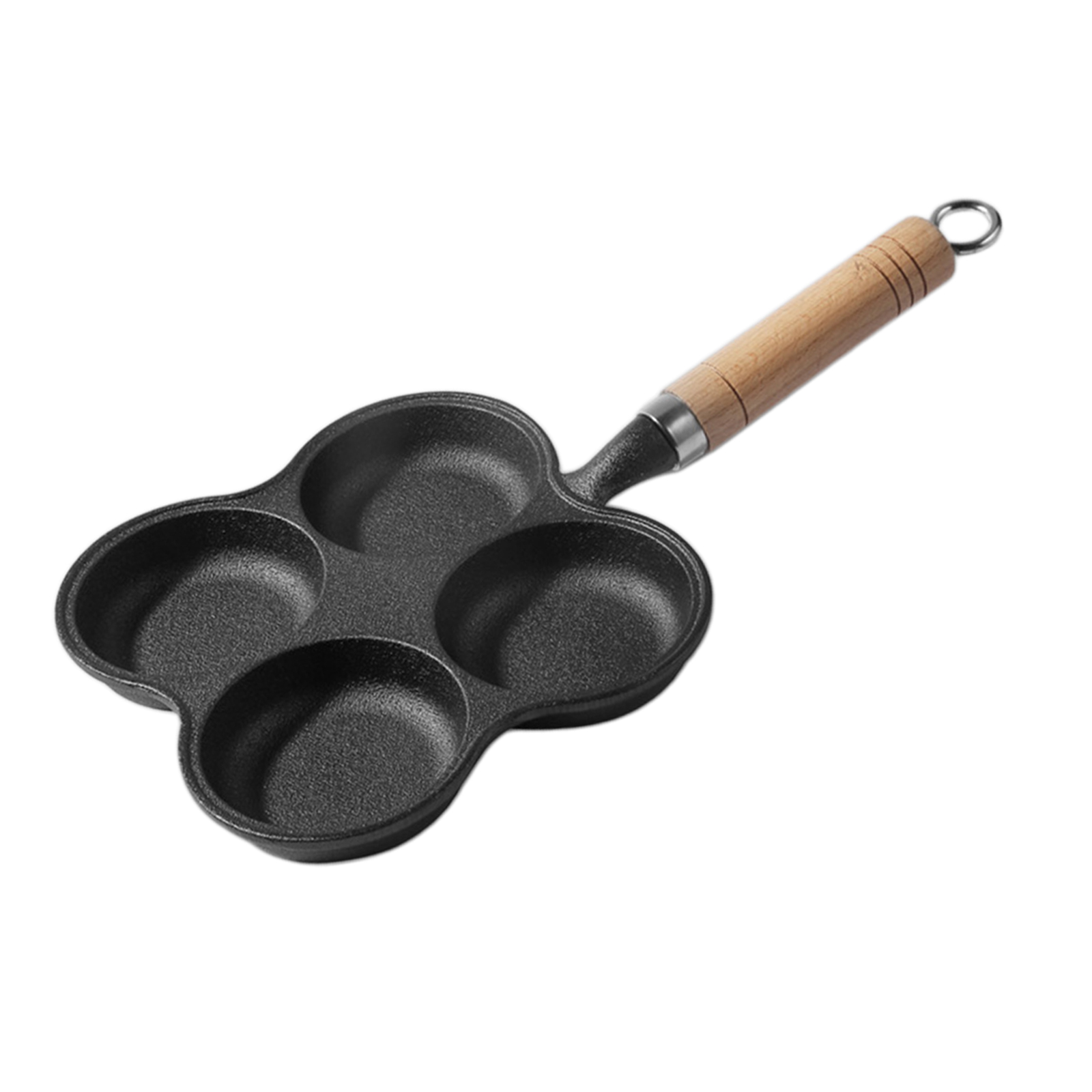 Compact 4-Cup Egg Frying Pan, Non Stick Egg Cooker Pan, Cast Iron Omelette Pancake Pans, 36x11cm Breakfast Cooking Omelet Burger